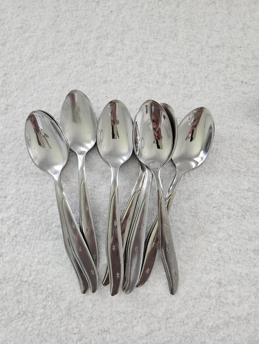 Mar Crest Atomic Star Stainless Flatware, 10 Teaspoons, 1 Ice Tea Spoon, 1 Soup - Picture 3 of 6